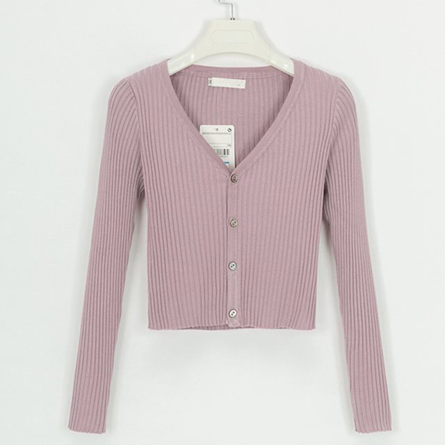Crop Button Down Sweater Top - Women Cardigan Slim Sweaters