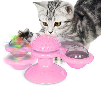 Cat Rotating Windmill Multi-Function Toys - Itch Scratching Device Teeth Shining Toy