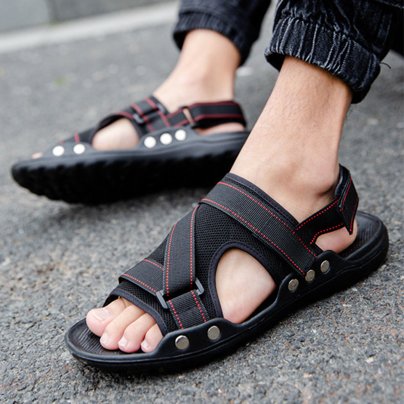Casual Roman Sandals - Men's Strap Velcro Shoes