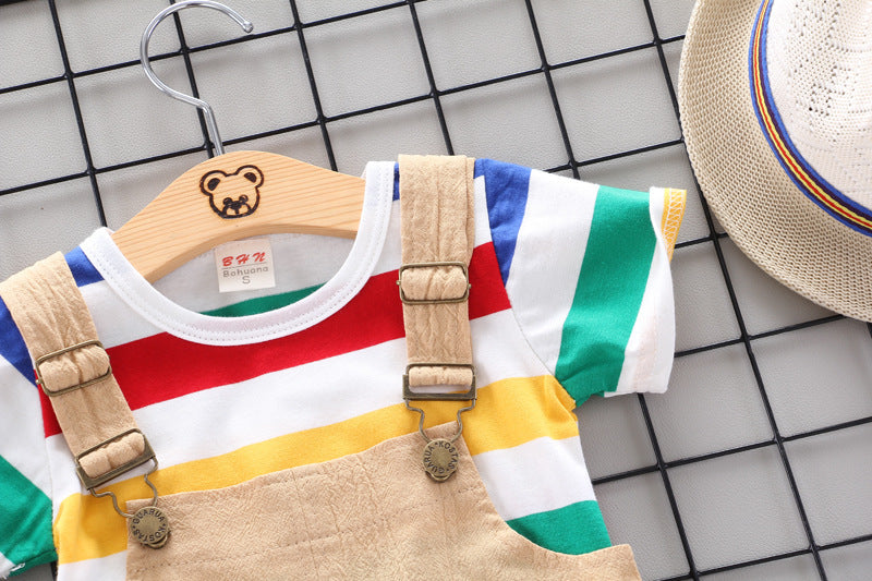 Rainbow Design Romper Pants and Top - Boys and Girls Baby Kids clothing Set