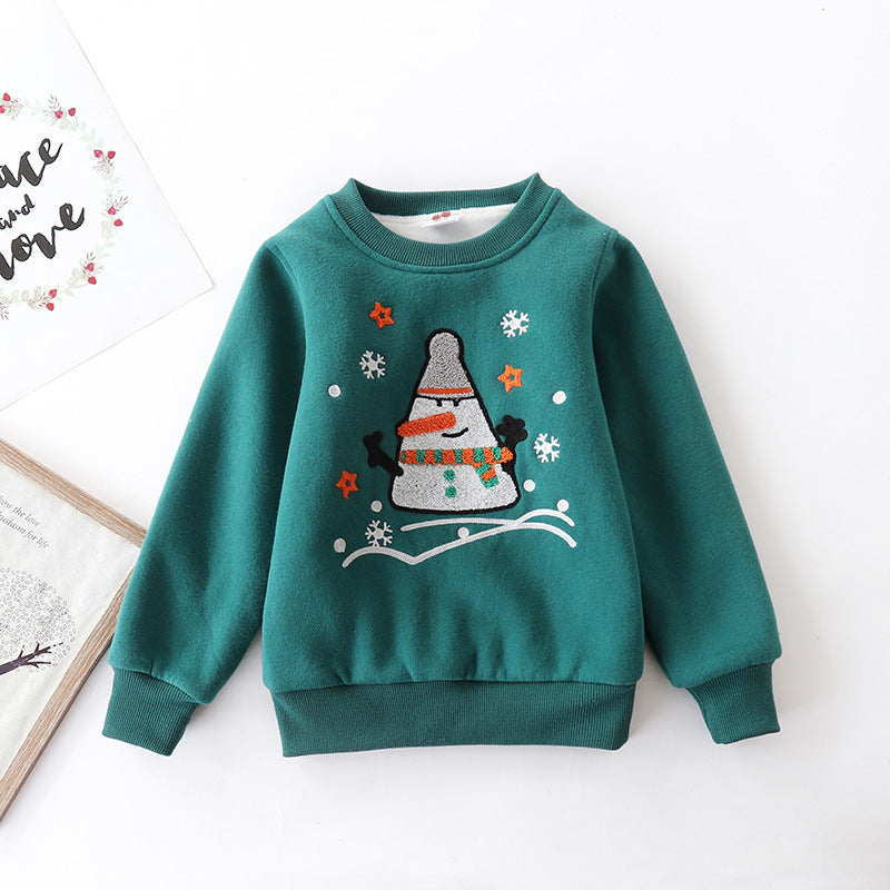 Christmas Snowman Velvet Padded Sweater