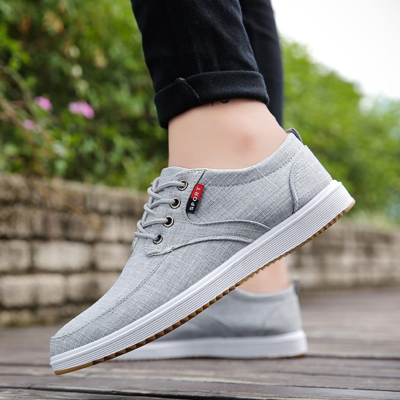 Men's Lace-up Canvas Shoes - Casual Men Breathable Walking Flats Shoes