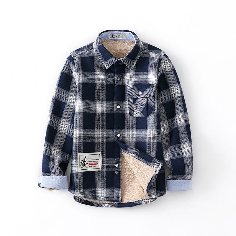Cozy Plaid Flannel Shirt for Boys – Warm & Stylish! Boys plaid shirt long sleeve Light jacket button-up shirt, - JumoShop