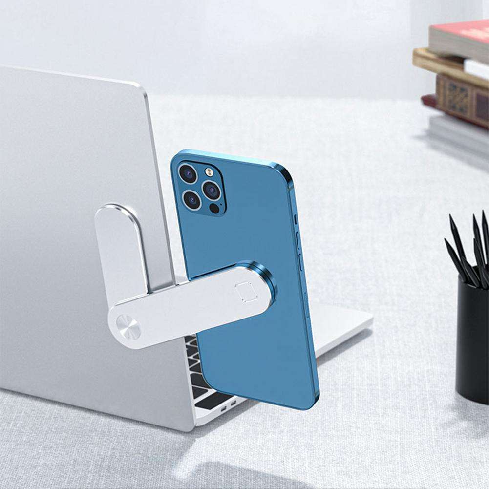 Laptop Phone Holder - Adjustable Laptop Side Mount Clip, Magnetic Laptop Monitor Mount, Computer Laptop Cellphone Stand Foldable Aluminum Expansion Bracket Tablet Clip For Dual Screen