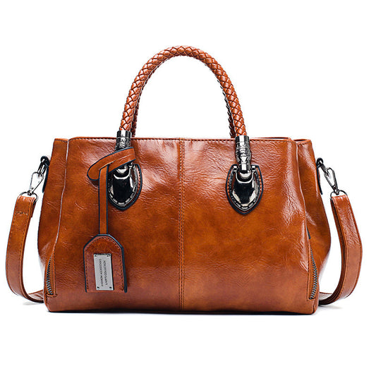 Vintage Oil Wax Leather Luxury Handbags - Women's Bags