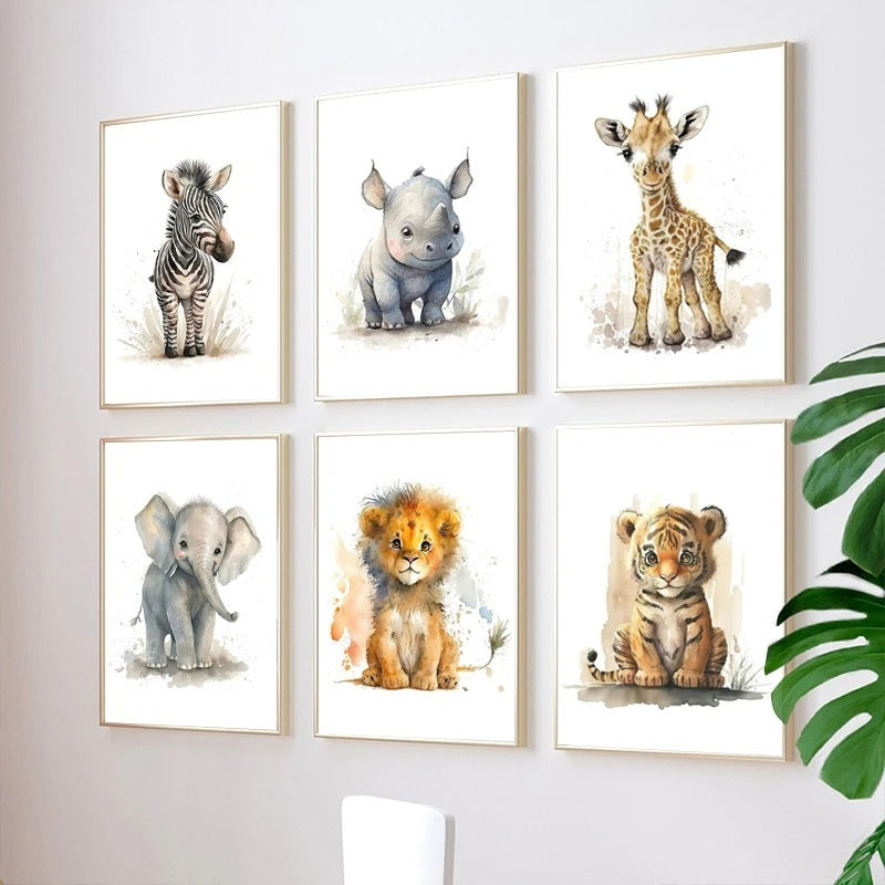 Cute Bedroom Animal inspired Wall Art – Frameless Canvas Hanging Painting! - JumoShop