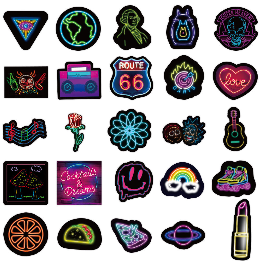 50 Neon Graffiti Stickers - Decorative Waterproof Stickers - JumoShop