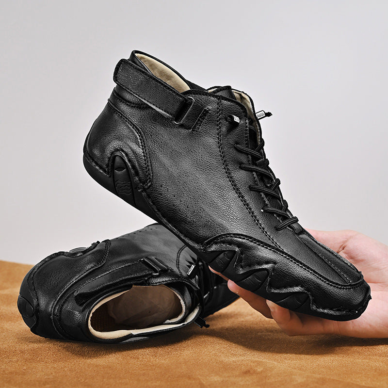 Men's Ankle Boots - Autumn Winter Suede Velcro Shoes Fashion Lace-up Sneakers