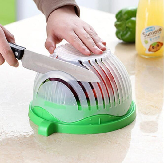 Creative 2-in-1 Salad Cutter Bowl – Fruit & Vegetable Chopper with Drain Basket! Salad Cutter, Fruit and Vegetable Cutter - JumoShop