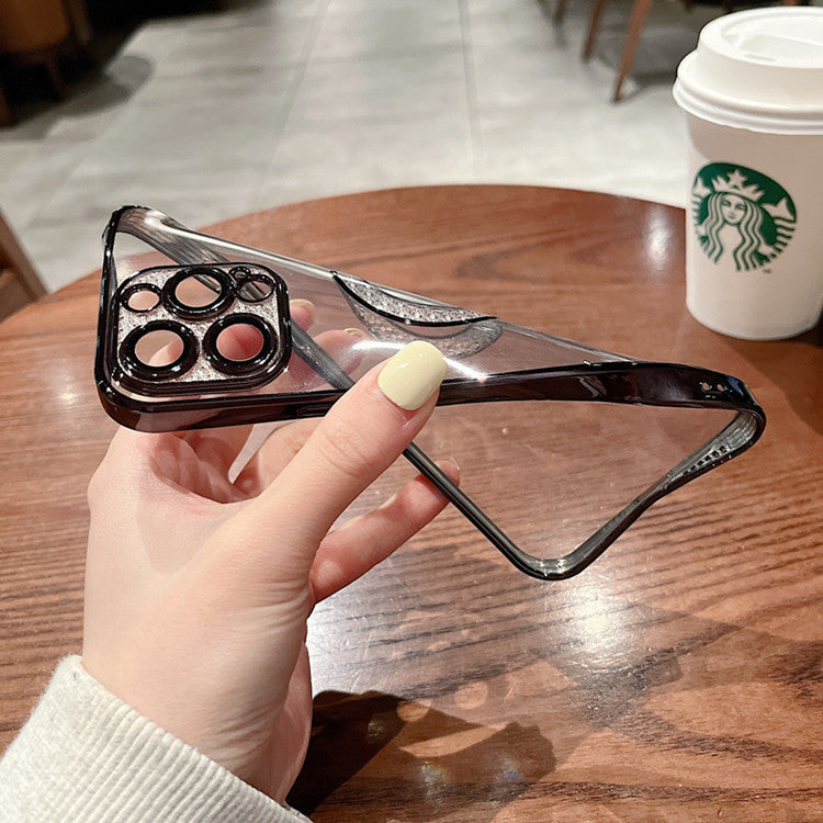 Electroplating Soft Diamond Ring Phone Case -  Drill Leakage Standard Mobile Phone Case Lens Film