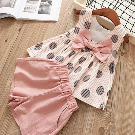 Summer Children Clothing Set - Big Bow T-Shirt & Shorts  Set