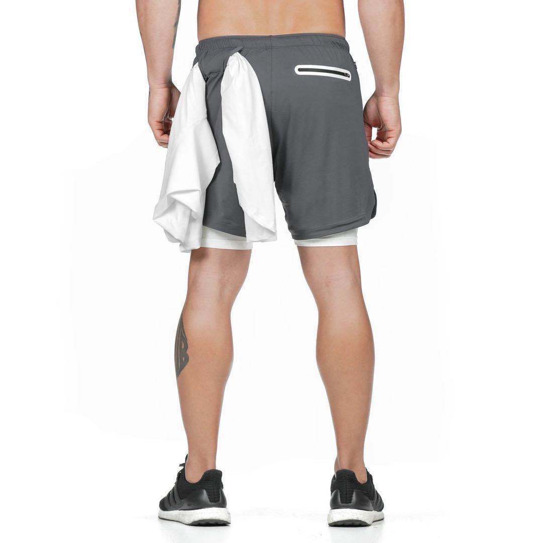 Running Shorts for Men - 2 In 1 Double-deck Quick Dry GYM Fitness Jogging Workout Pants