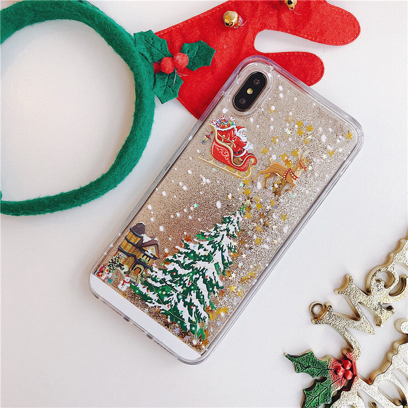 Santa Claus Christmas Tree Quicksand Shell Phone Case