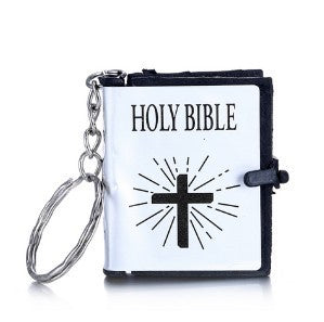 Mini English HOLY BIBLE Key Chains - Real Paper Readable Bible Christian Keyrings Bag Ornaments Religious Jewelry