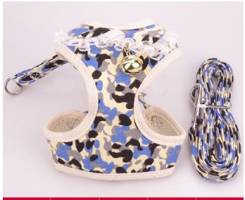 Soft & Stylish Dog Leash – Chest Back Traction Rope with Bow Tie & Bell Accents