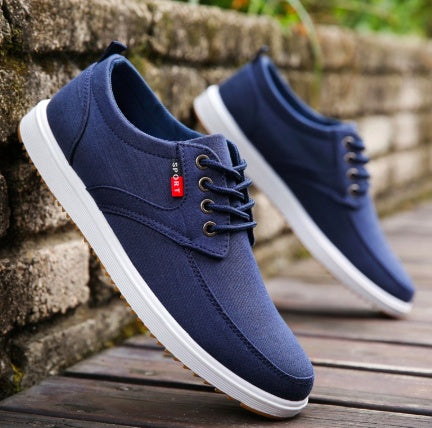 Men's Lace-up Canvas Shoes - Casual Men Breathable Walking Flats Shoes