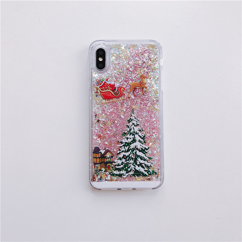 Santa Claus Christmas Tree Quicksand Shell Phone Case
