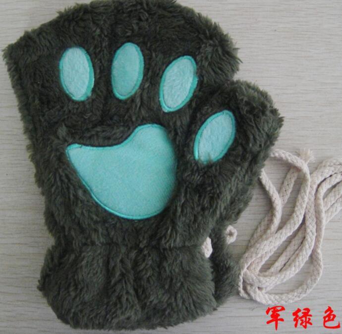 Winter Lovely Half Cover Paw Bear Cat Claw Gloves - Short Finger Gloves