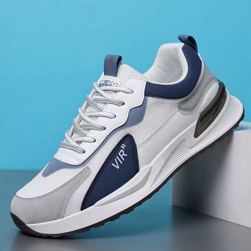 Men's Color Block Mesh Shoes - Casual Lace-up Sneakers, Outdoor Breathable Running Sports Shoes