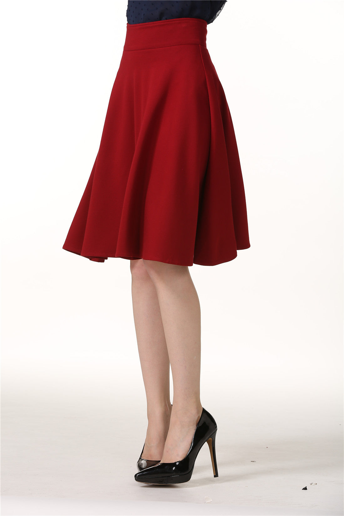 All-match Umbrella High Waist Mid-length Skirt