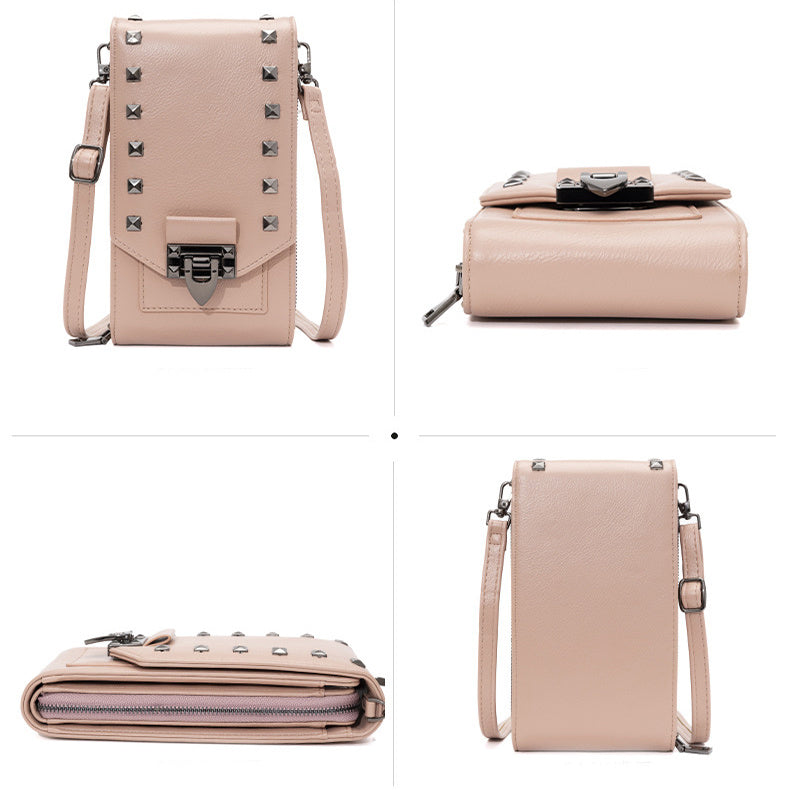 Rivet Design Shoulder Bags - Mobile Phone Handbag Solid Color Crossbody Bags Women