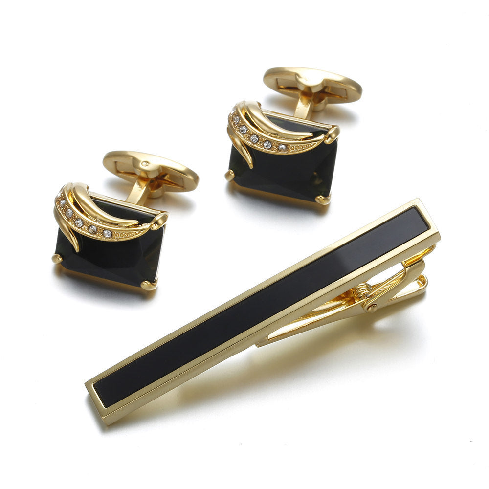 Luxury Gold Tie Clip & Cufflinks Set – Elevate Your Style with Elegance ✨ Fashion Gentleman Tie Clip High Quality Cufflinks Gold - JumoShop