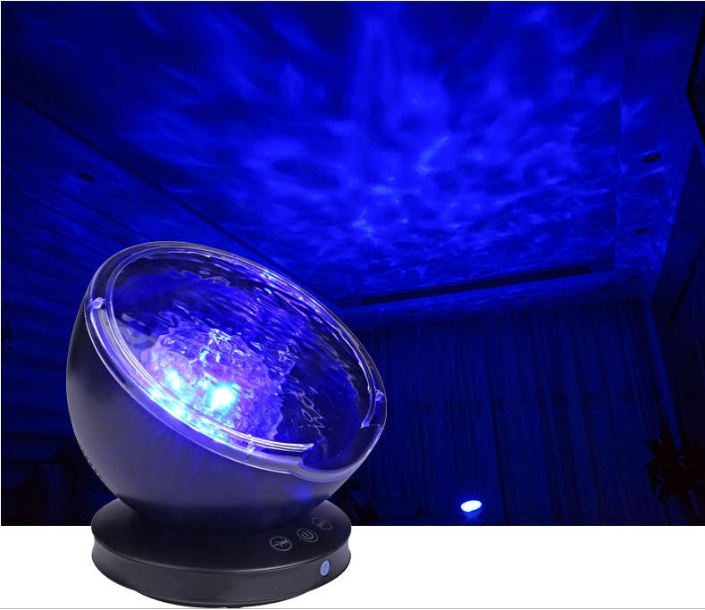 Ocean Wave Projector LED Night Light Remote Control - TF Cards Music Player Speaker Aurora Projection