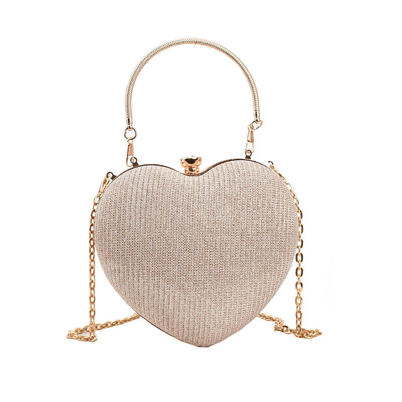 New Fashion Chain Crossbody Bag - Handheld Peach Heart Bag