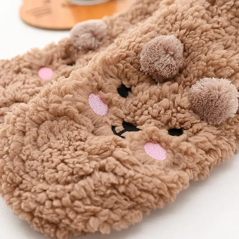 Cartoon Winter Thick Polyester Fleece Fluffy Microfiber Women Fuzzy Socks - Funny Fuzzy Dog Slipper Socks For Women