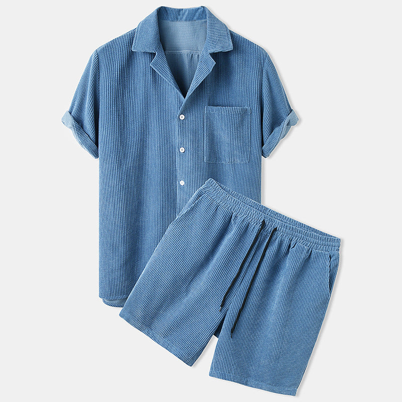 Corduroy Short Sleeve Suit - Two Piece