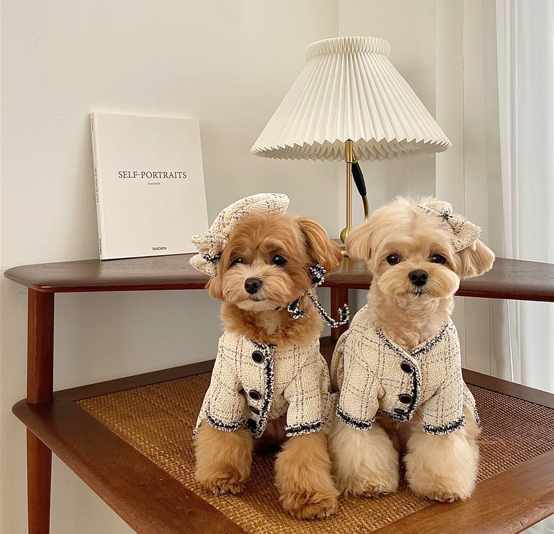 Pet French Vanilla Dress – Elegant Beige Cotton Skirt for Pets