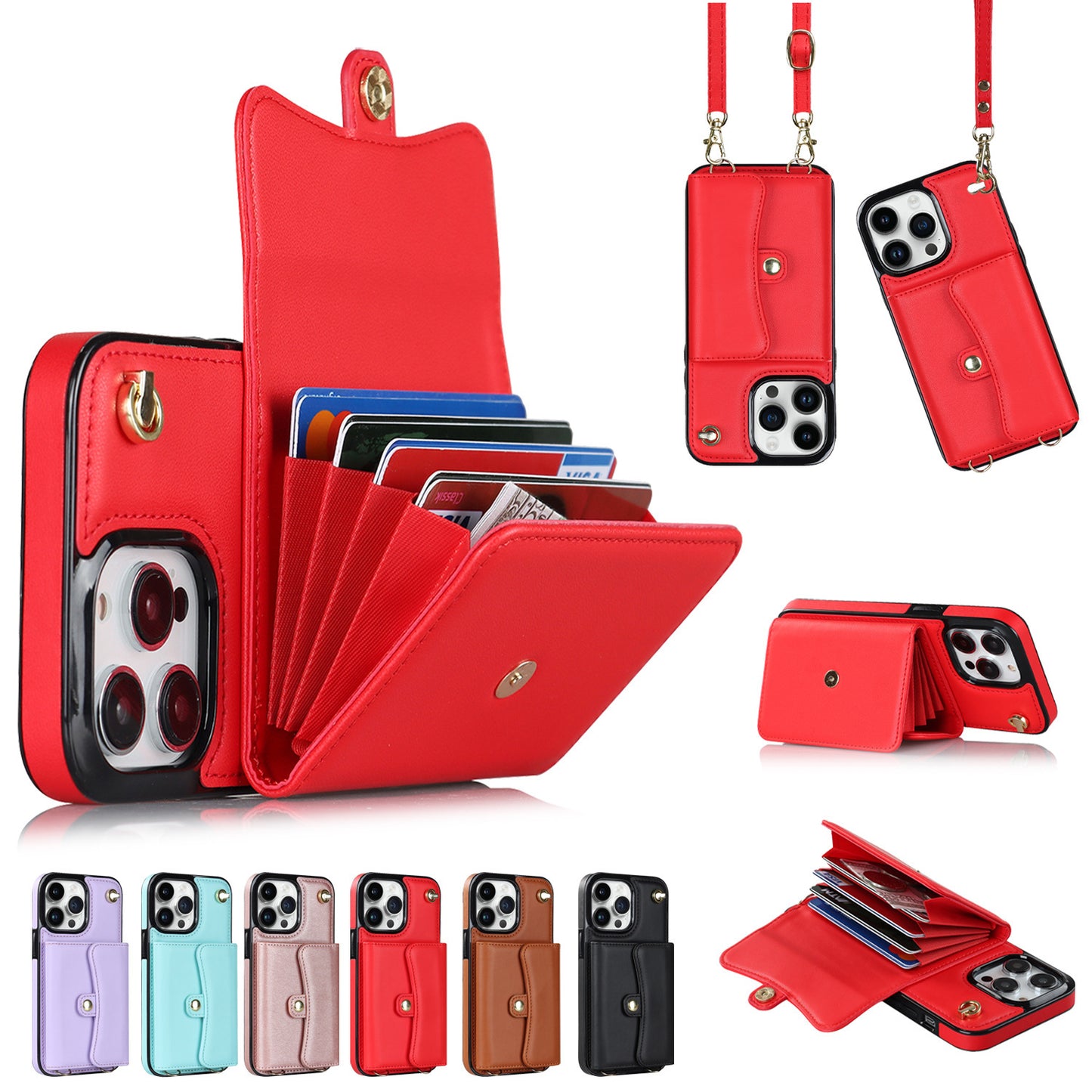 Crossbody Card Holder Phone Case - Multi-function Card Holder