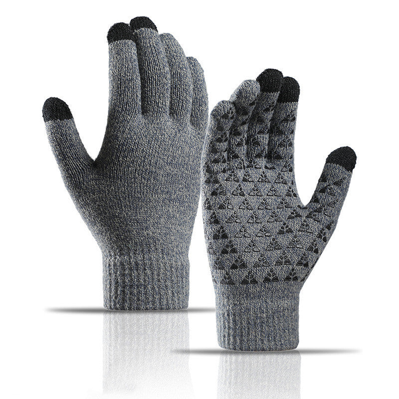 Winter Knitted Gloves For Men And Women Warm - Cycling Anti-Cold Anti-Slip Triangular Offset Warm Gloves