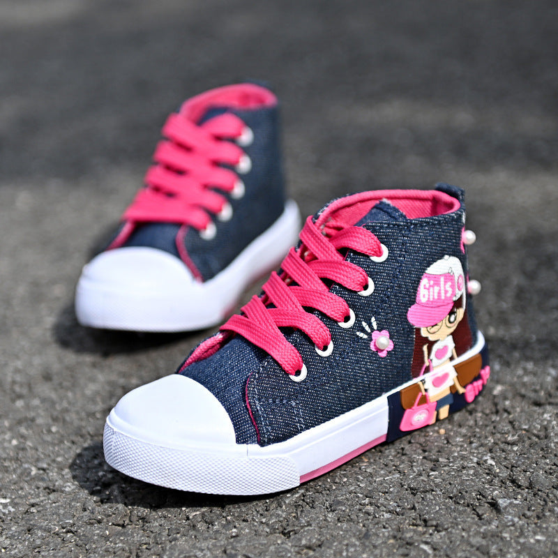 Unique Denim Canvas Girls' Sneakers