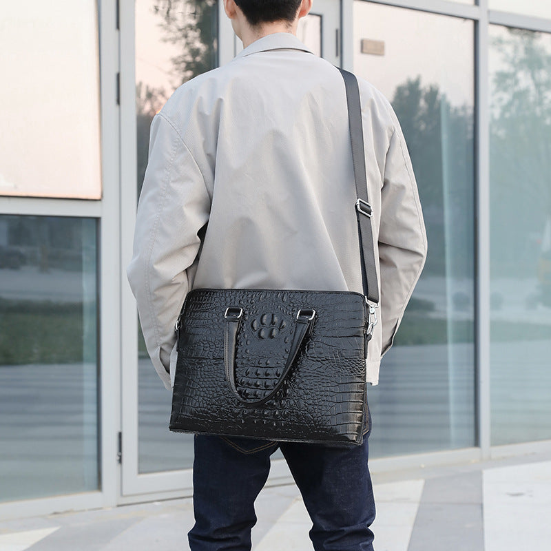 Men's New Crocodile Pattern Business Computer Bag - Shoulder Briefcase