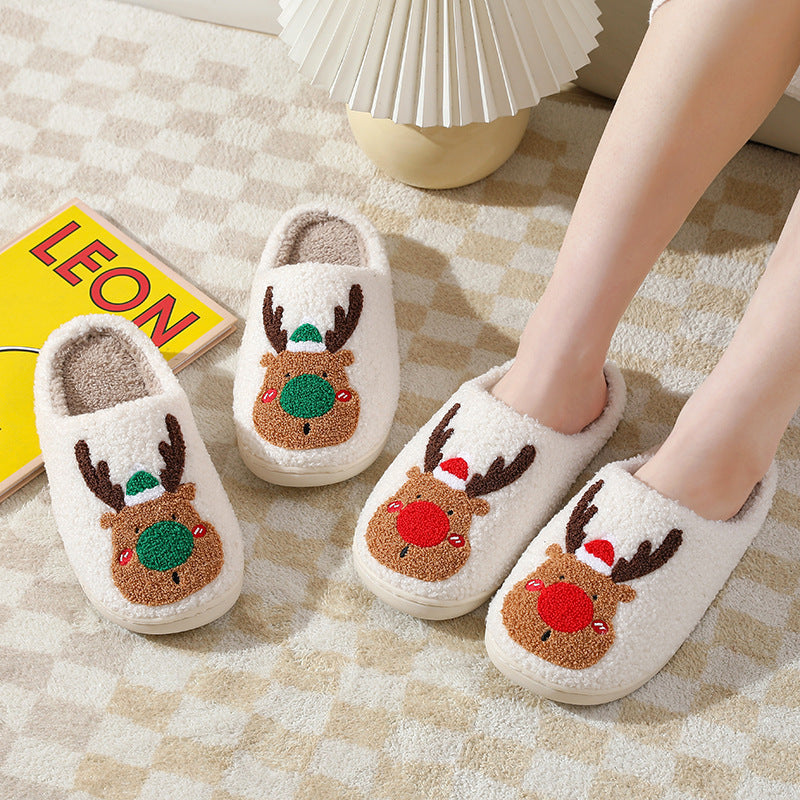 Christmas Shoes - Winter Home Slippers Elk Soft Cozy Bedroom Slipper Slip On House Shoes
