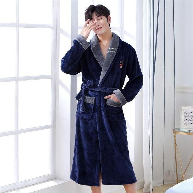 Winter Flannel Lovers - Robe Gown Elegant Solid Casual Sleepwear