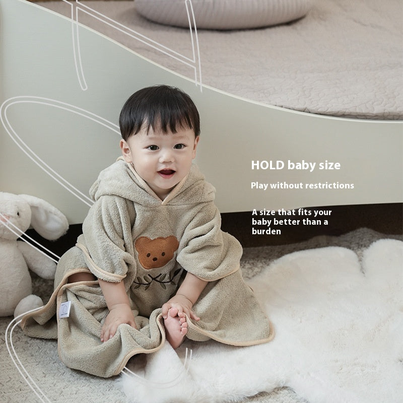 Coral Fleece Children's Bathrobes Cartoon Cloak Wearable