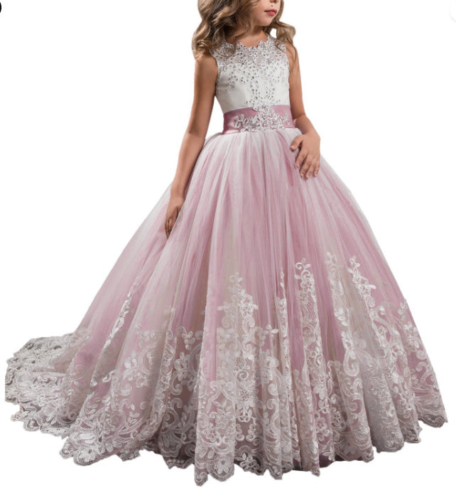 Flowy Children's Lace Ball Wedding Dress