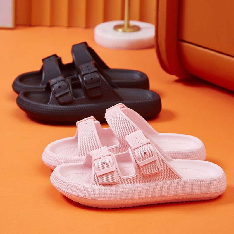 Platform Slippers - Women's Summer Buckle Home Shoes