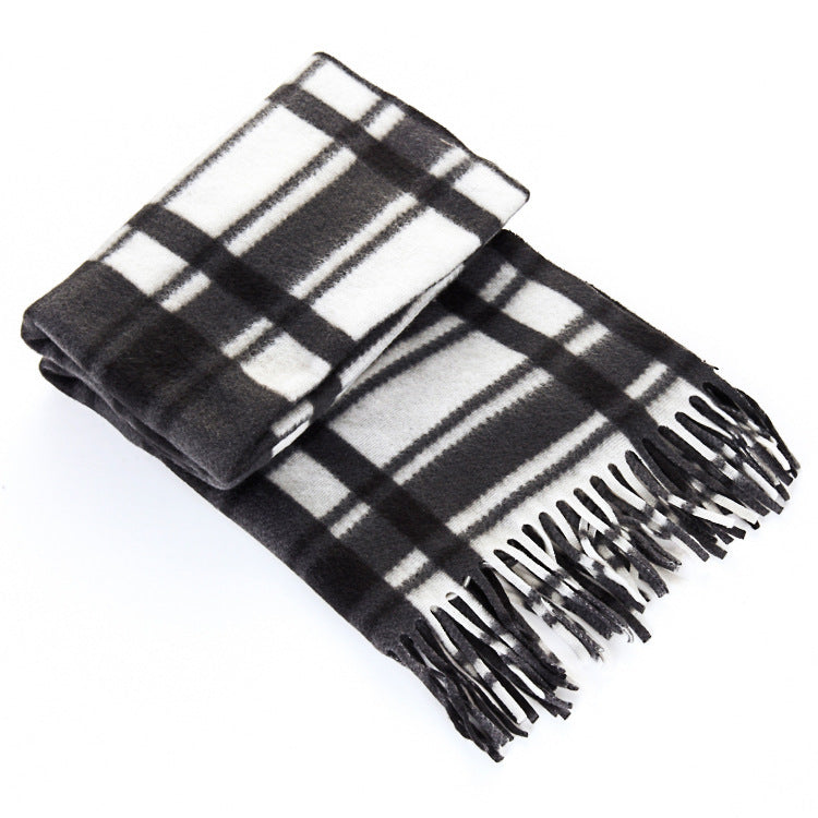 Autumn And Winter Black And White Plaid Plus-sized Thick Thermal Men's And Women's Scarf