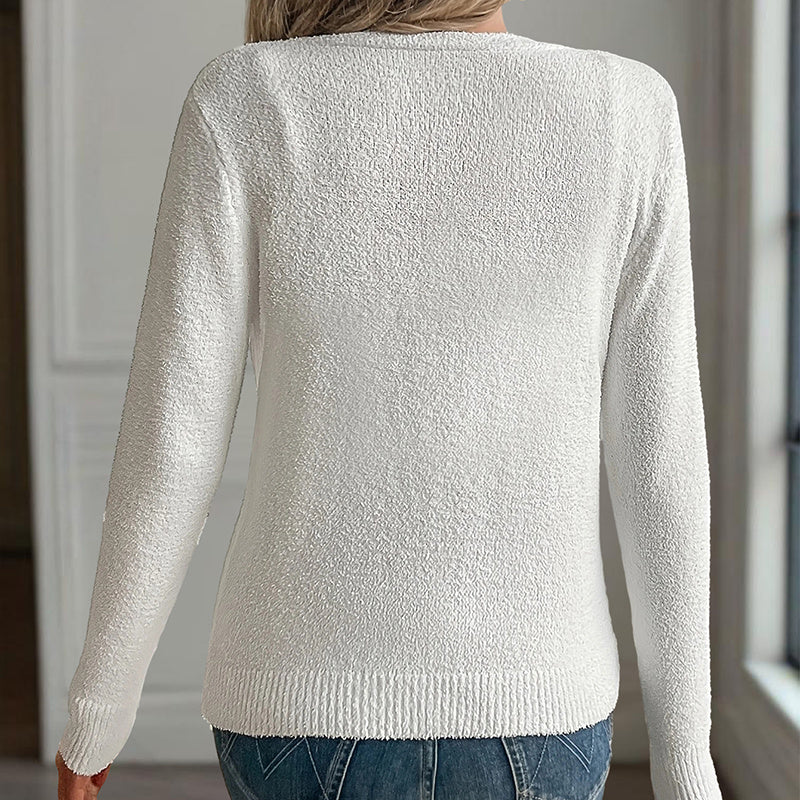 Women's V-Neck Button Cardigan - Front Button Long Sleeve Knit Cardigan For Spring & Fall Elegant For Casual Wear