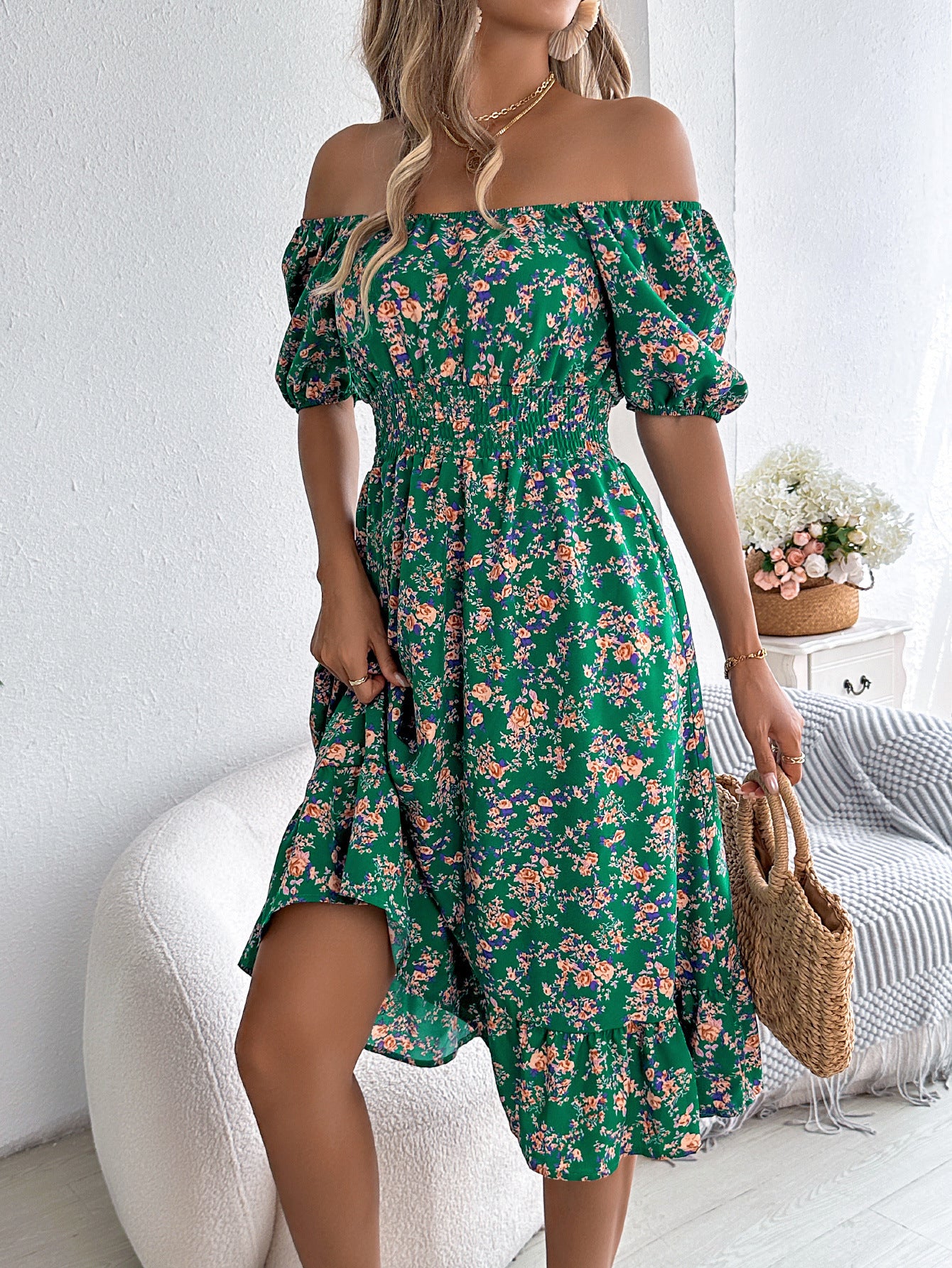 Floral Print Square Collar Dress - Summer Fashion Ruffles Dresses Women's Clothing