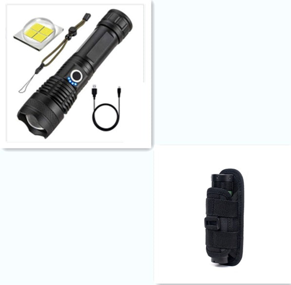 Strong Light Flashlight - Rechargeable, Zoom Power Display, Outdoor Super Bright And Portable