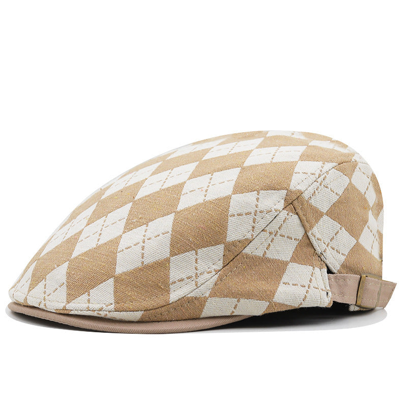 Retro Plaid Short Brim Advance Hats - British Casual Painter Hat