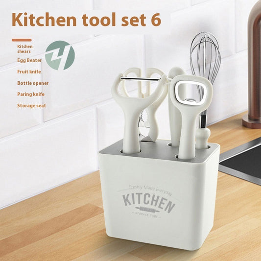Kitchen Gadget Set - Peeler, Whisk, Opener, Scissors, Knife || Complementary Food Tool Belt Storage Seat