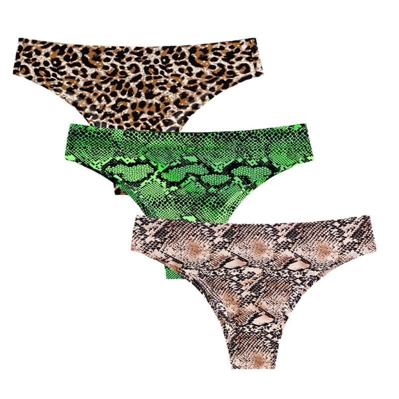 Printed Ice Silk Seamless Underwear - For Women With Low Waist