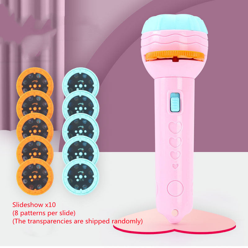 Cartoon Projection Flashlight - 80 Patterns Creative Children Flashlight Toy Projector Baby Toys Bedtime Story Book