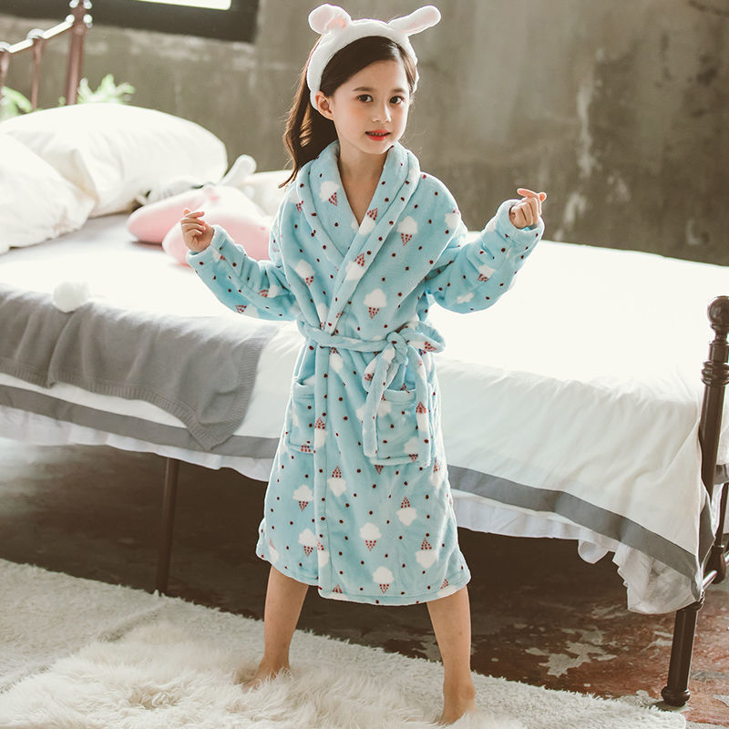 Children's Nightgown Thickened Flannel Girls Bathrobe