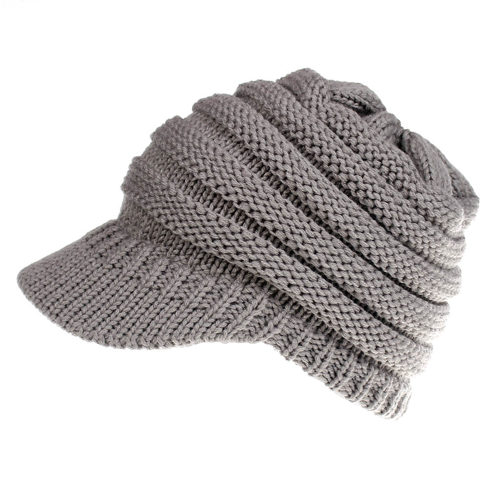 Women Ponytail Beanies - Autumn Winter Hats Female Soft Knitting Caps Warm Ladies Skullies